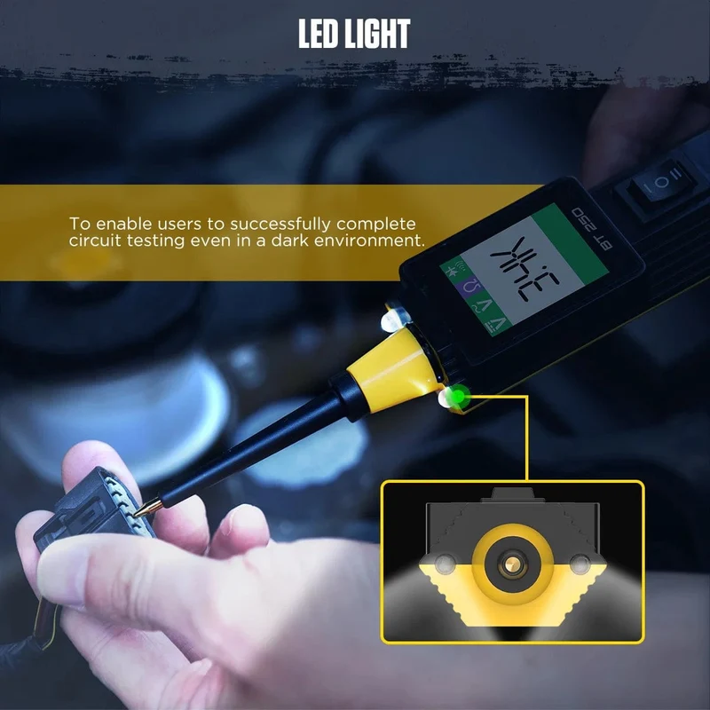 AUTOOL BT250 Stromkreistester Powerscan 6-30 V Automative Power Probe Kit LED-Anzeige Spannungspolaritätssucher Diagnosewerkzeug