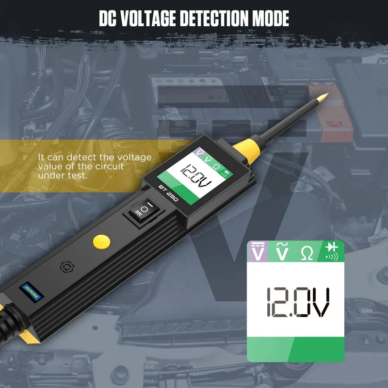 AUTOOL BT250 Stromkreistester Powerscan 6-30 V Automative Power Probe Kit LED-Anzeige Spannungspolaritätssucher Diagnosewerkzeug