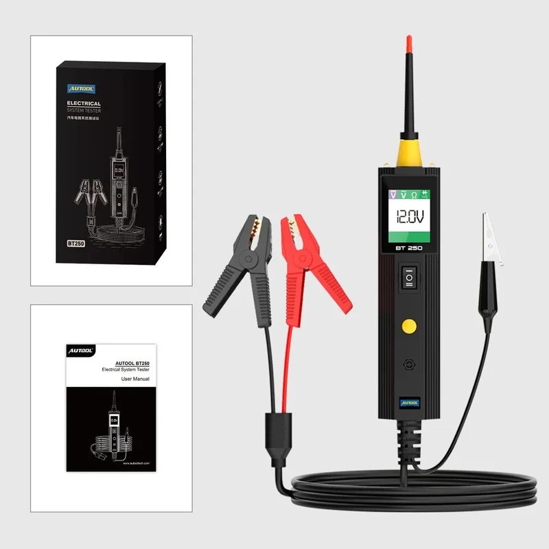 AUTOOL BT250 Stromkreistester Powerscan 6-30 V Automative Power Probe Kit LED-Anzeige Spannungspolaritätssucher Diagnosewerkzeug