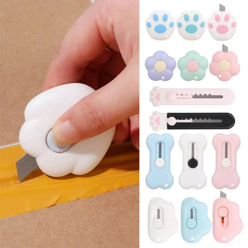 1 Stück Mini-Universalmesser, niedlicher einziehbarer Brieföffner, Kartonschneider, tragbarer Kartonöffner, Papierschneidewerkzeug, zufällige Farbe