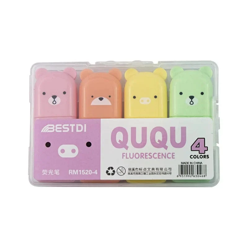 4/5/6 Stück Kawaii Bär Textmarker Niedliche Schreibwaren Marker Schräge Spitze Bonbonfarbe Fluoreszierender Pastellstift Schulbedarf