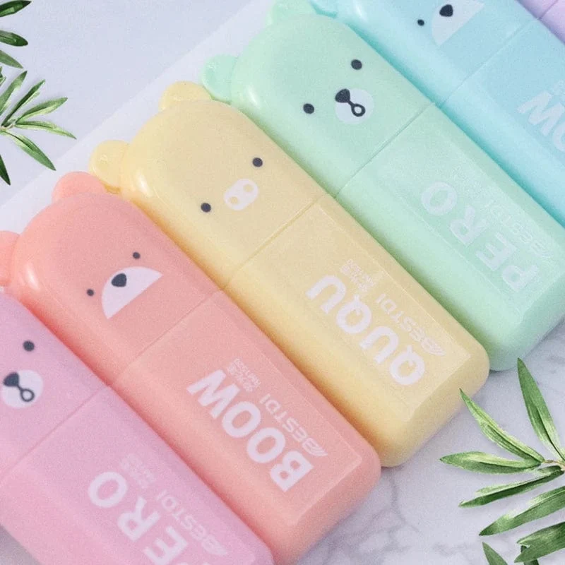 4/5/6 Stück Kawaii Bär Textmarker Niedliche Schreibwaren Marker Schräge Spitze Bonbonfarbe Fluoreszierender Pastellstift Schulbedarf