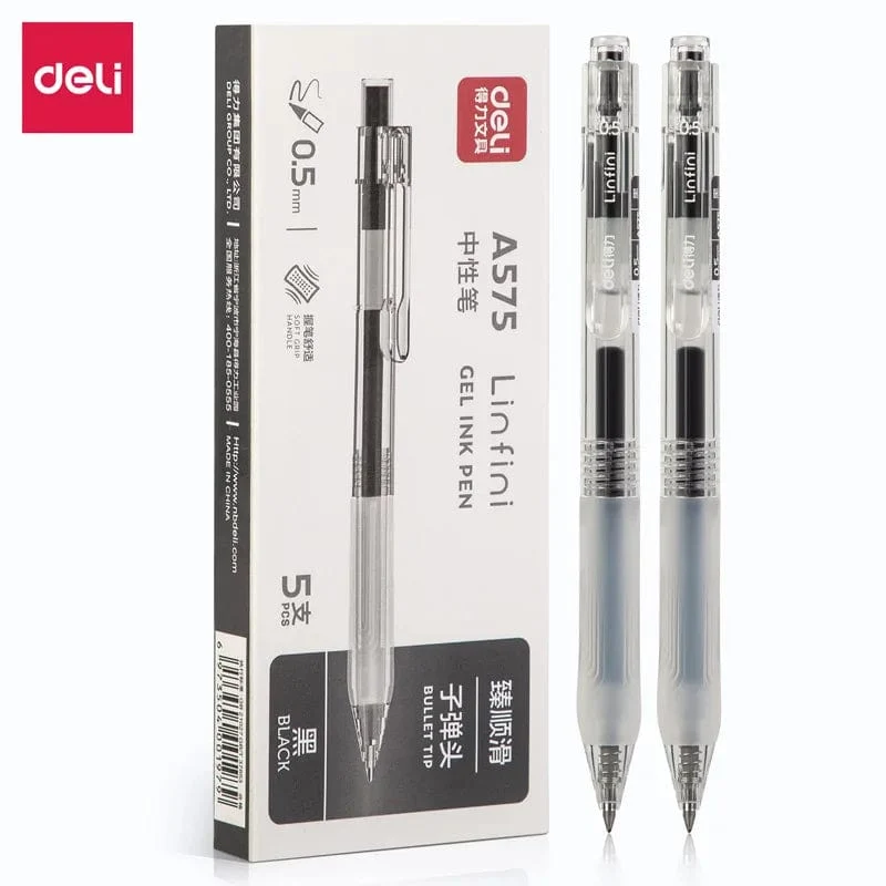 Deli 1 PC Gel Stift 0.5mm Drücken Sie Schwarz Tinte Soft Grip Büro Schule Schreibwaren A575