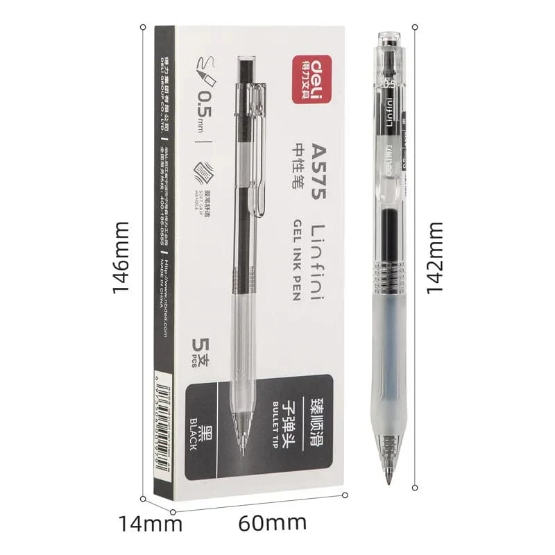 Deli 1 PC Gel Stift 0.5mm Drücken Sie Schwarz Tinte Soft Grip Büro Schule Schreibwaren A575