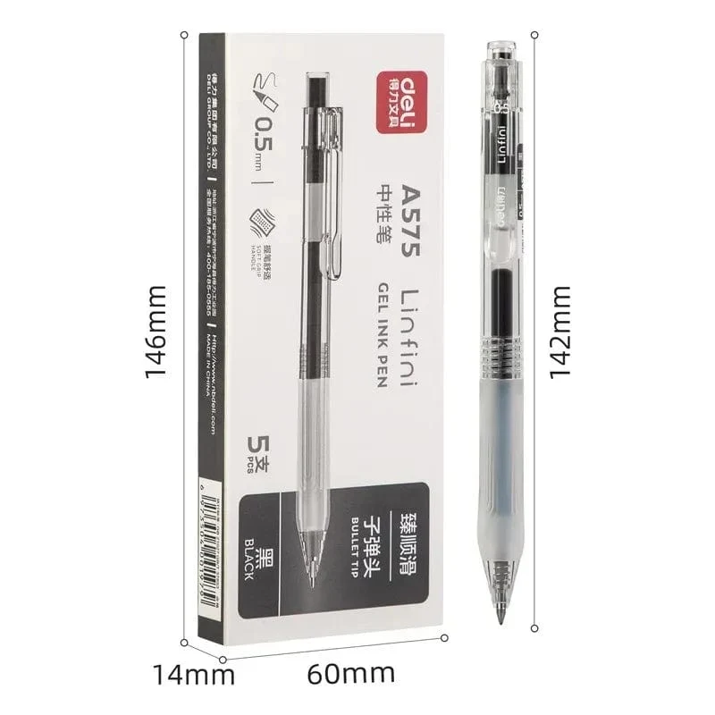 Deli 1 PC Gel Stift 0.5mm Drücken Sie Schwarz Tinte Soft Grip Büro Schule Schreibwaren A575
