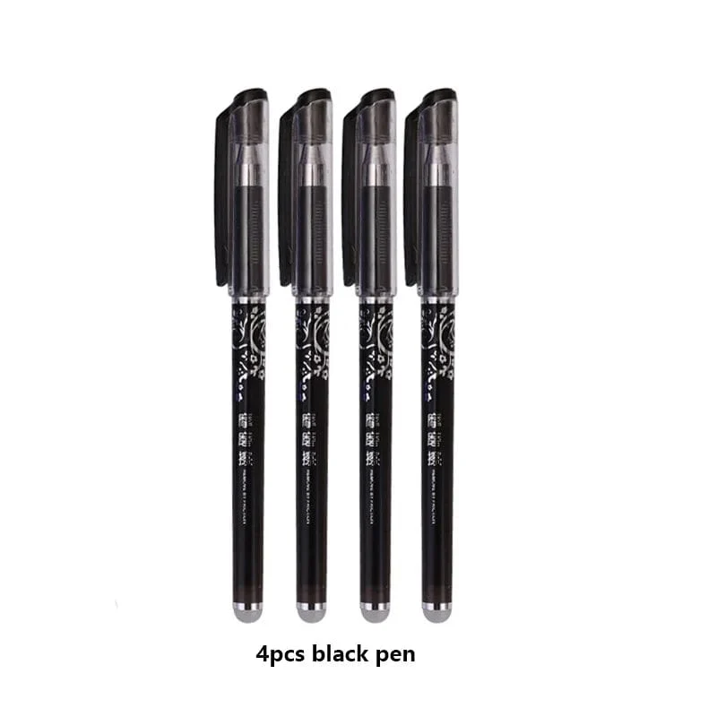 0.5 mm löschbares Gelstift-Set, Schwarz, Blau, Rot, Tintennachfüllstange, Kawaii-Stifte, waschbarer Griff, Schulbürobedarf, Schreibutensilien