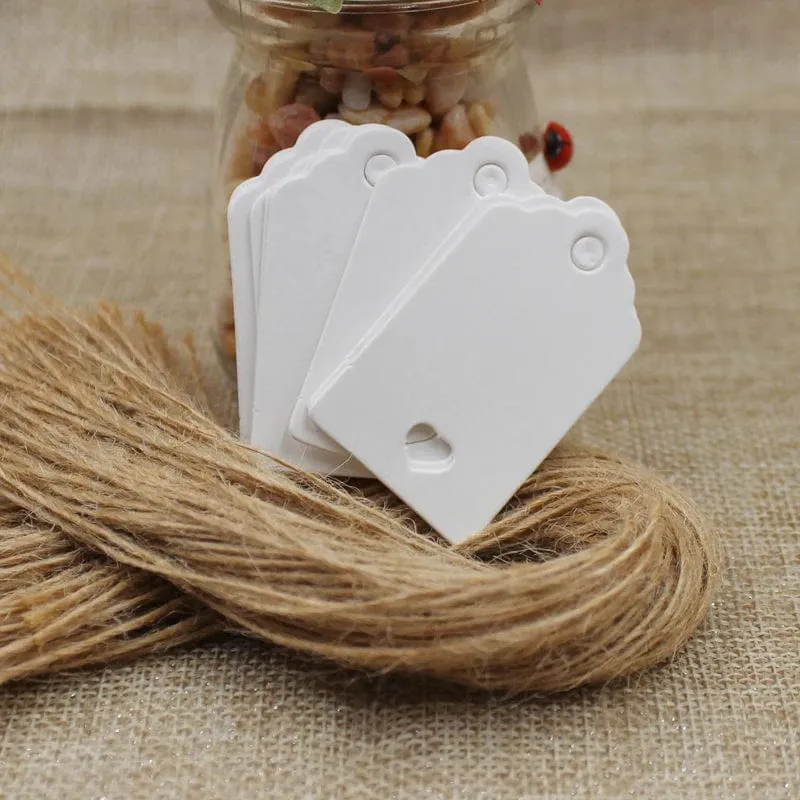 100 stücke + 100 hanf string 5*3cm neue stil rechteckigen schwarz/Kraft Papier Leere Karte Hand ziehen Geschenk Label Tags Herz