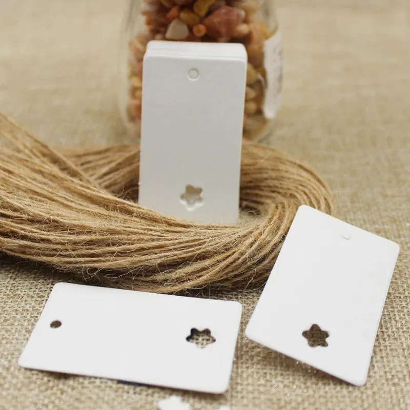 100 stücke + 100 hanf string 5*3cm neue stil rechteckigen schwarz/Kraft Papier Leere Karte Hand ziehen Geschenk Label Tags Herz