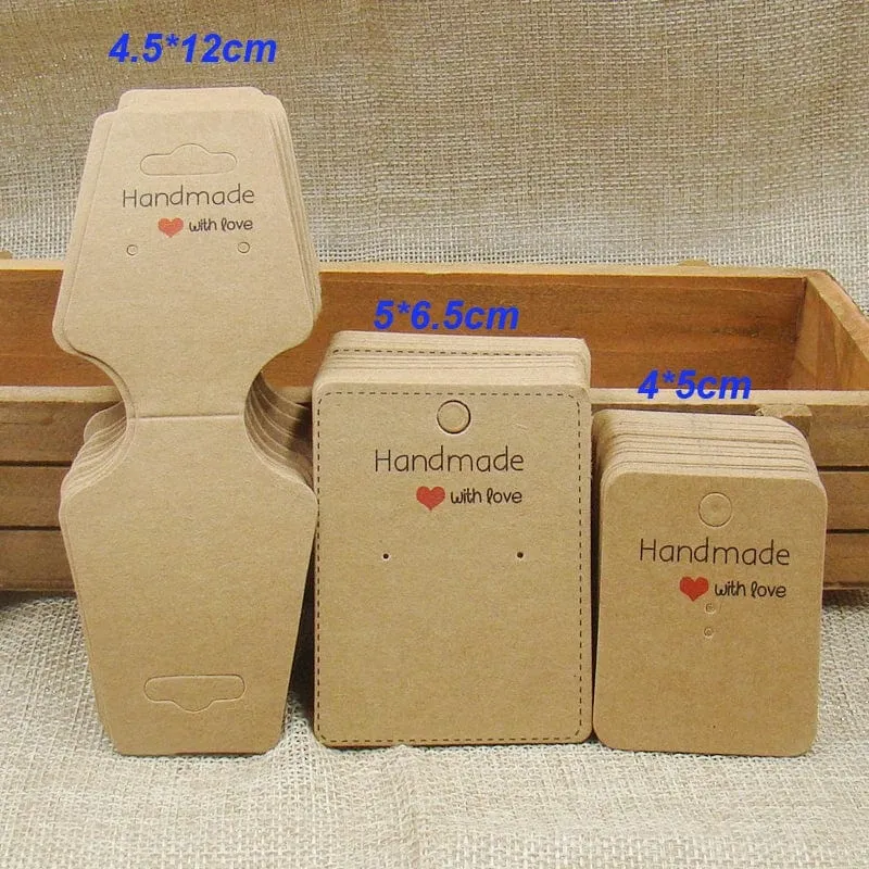100 stücke + 100 hanf string 5*3cm neue stil rechteckigen schwarz/Kraft Papier Leere Karte Hand ziehen Geschenk Label Tags Herz