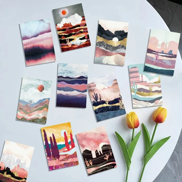Ins Berg Fluss Landschaft Kunst Postkarten Kreative Bunte Dekorationskarte Schlafzimmer Hintergrund Wandaufkleber Foto Requisiten 15 Blatt