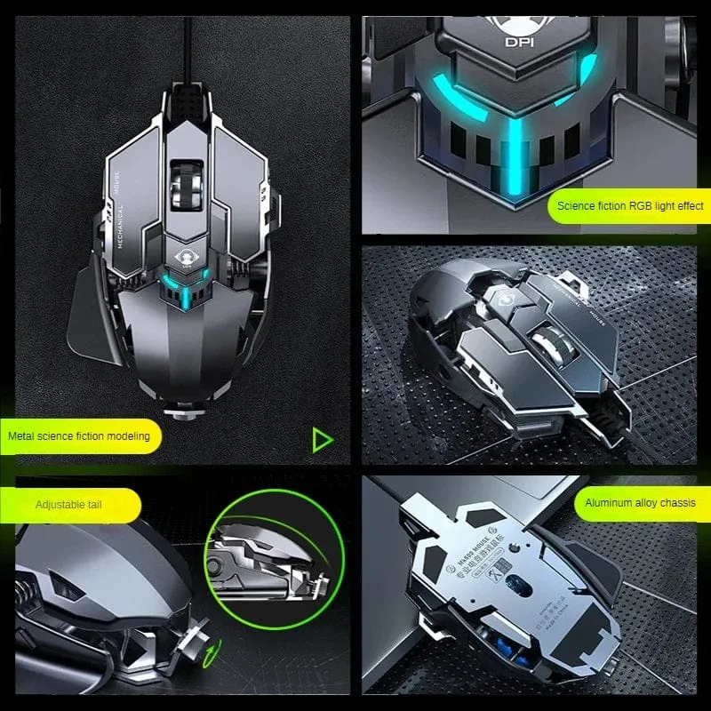 Neue mechanische kabelgebundene Gaming-Maus mit 9 Tasten Makrodefinition, 12800 DPI, farbige Hintergrundbeleuchtung, Spiel-Player, Computerperipheriegerät für Windows-PC