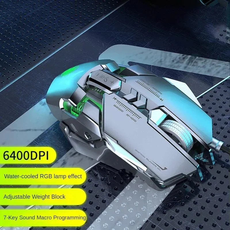 Neue mechanische kabelgebundene Gaming-Maus mit 9 Tasten Makrodefinition, 12800 DPI, farbige Hintergrundbeleuchtung, Spiel-Player, Computerperipheriegerät für Windows-PC