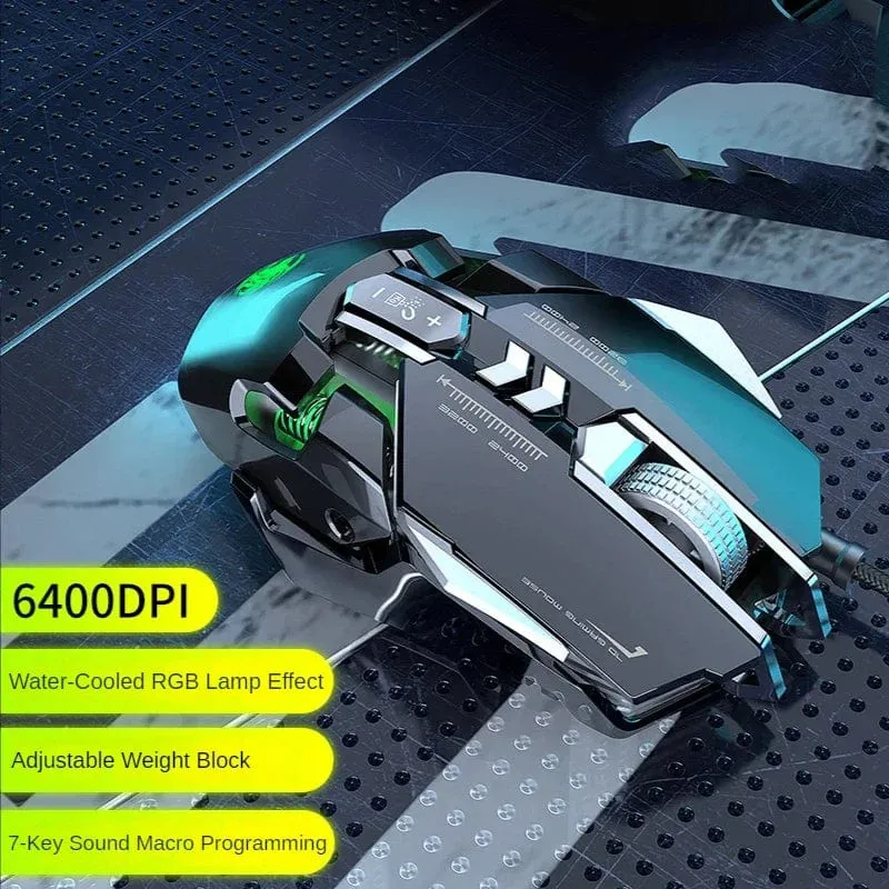 Neue mechanische kabelgebundene Gaming-Maus mit 9 Tasten Makrodefinition, 12800 DPI, farbige Hintergrundbeleuchtung, Spiel-Player, Computerperipheriegerät für Windows-PC