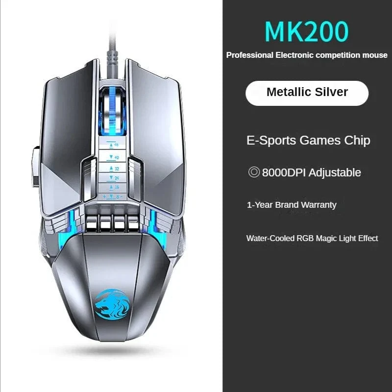 Neue mechanische kabelgebundene Gaming-Maus mit 9 Tasten Makrodefinition, 12800 DPI, farbige Hintergrundbeleuchtung, Spiel-Player, Computerperipheriegerät für Windows-PC