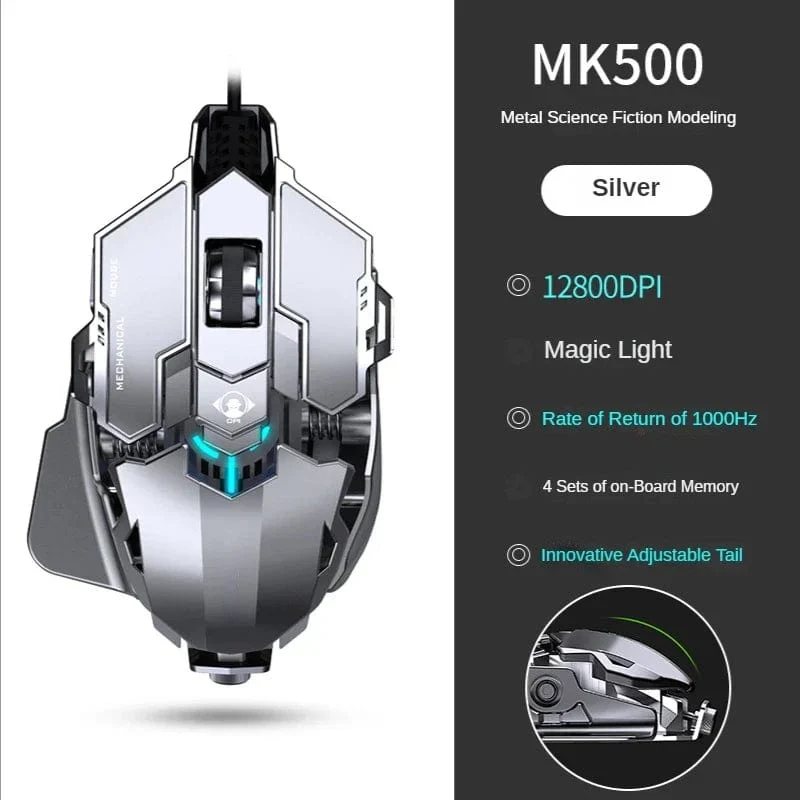Neue mechanische kabelgebundene Gaming-Maus mit 9 Tasten Makrodefinition, 12800 DPI, farbige Hintergrundbeleuchtung, Spiel-Player, Computerperipheriegerät für Windows-PC