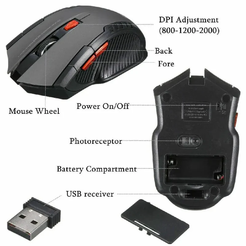2.4 GHz Mini-Drahtlose optische Gaming-Maus und USB-Empfänger 1200 dpi für PC Laptop