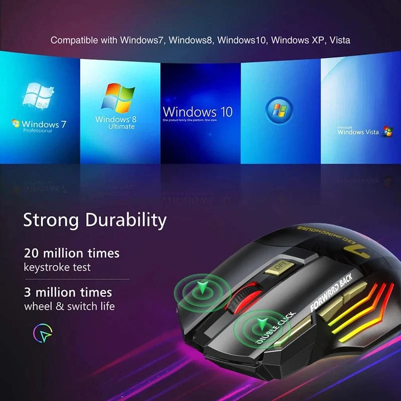 Wiederaufladbare drahtlose Maus Bluetooth Gamer Gaming Maus Computer Ergonomische Mause Mit Hintergrundbeleuchtung RGB Stille Mäuse Für Laptop PC