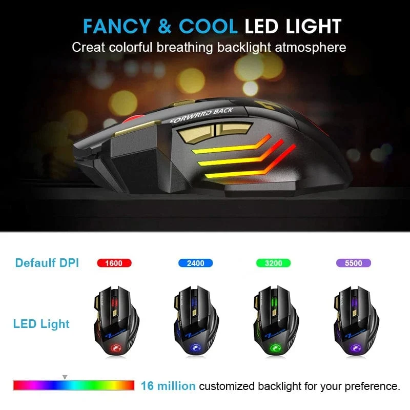 Wiederaufladbare drahtlose Maus Bluetooth Gamer Gaming Maus Computer Ergonomische Mause Mit Hintergrundbeleuchtung RGB Stille Mäuse Für Laptop PC