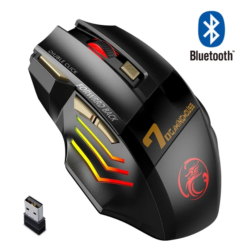 Wiederaufladbare drahtlose Maus Bluetooth Gamer Gaming Maus Computer Ergonomische Mause Mit Hintergrundbeleuchtung RGB Stille Mäuse Für Laptop PC