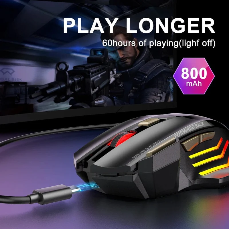 Wiederaufladbare drahtlose Maus Bluetooth Gamer Gaming Maus Computer Ergonomische Mause Mit Hintergrundbeleuchtung RGB Stille Mäuse Für Laptop PC