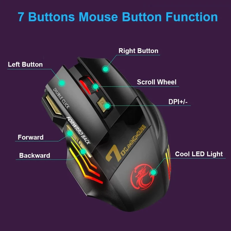 Wiederaufladbare drahtlose Maus Bluetooth Gamer Gaming Maus Computer Ergonomische Mause Mit Hintergrundbeleuchtung RGB Stille Mäuse Für Laptop PC