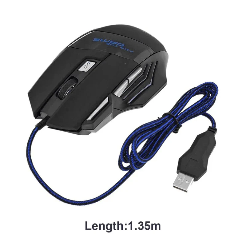 Kabelgebundene Gaming-Maus, 7-farbige Hintergrundbeleuchtung, 5500 DPI, einstellbar, schwarz, kabelgebundene optische Computer-Gaming-Mäuse für PC-Gamer, Computer-Desktop