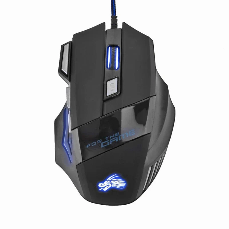 Kabelgebundene Gaming-Maus, 7-farbige Hintergrundbeleuchtung, 5500 DPI, einstellbar, schwarz, kabelgebundene optische Computer-Gaming-Mäuse für PC-Gamer, Computer-Desktop