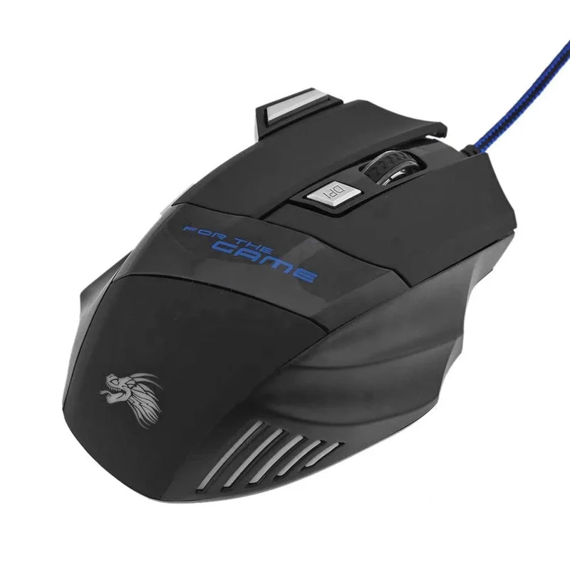 Kabelgebundene Gaming-Maus, 7-farbige Hintergrundbeleuchtung, 5500 DPI, einstellbar, schwarz, kabelgebundene optische Computer-Gaming-Mäuse für PC-Gamer, Computer-Desktop