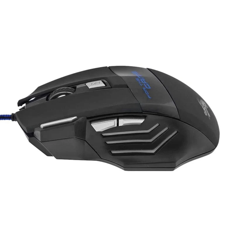 Kabelgebundene Gaming-Maus, 7-farbige Hintergrundbeleuchtung, 5500 DPI, einstellbar, schwarz, kabelgebundene optische Computer-Gaming-Mäuse für PC-Gamer, Computer-Desktop
