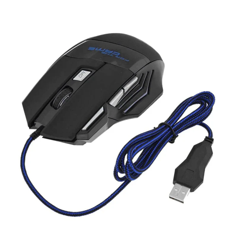 Kabelgebundene Gaming-Maus, 7-farbige Hintergrundbeleuchtung, 5500 DPI, einstellbar, schwarz, kabelgebundene optische Computer-Gaming-Mäuse für PC-Gamer, Computer-Desktop