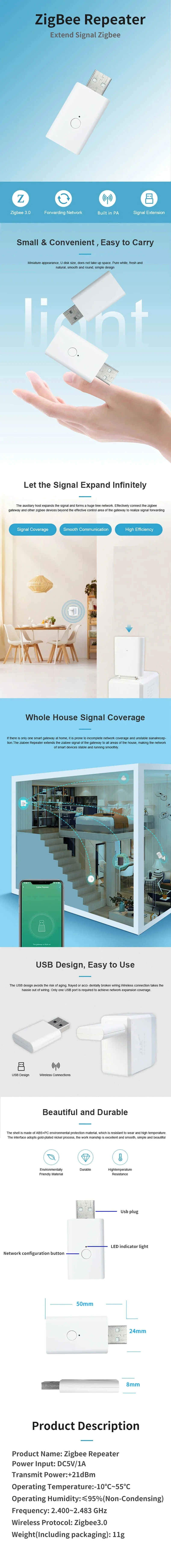 Tuya für ZigBee Signal Repeater USB Signal Verstärker Extender ZigBee Gateway Smart Home Geräte Smart Automation Für Smart Leben