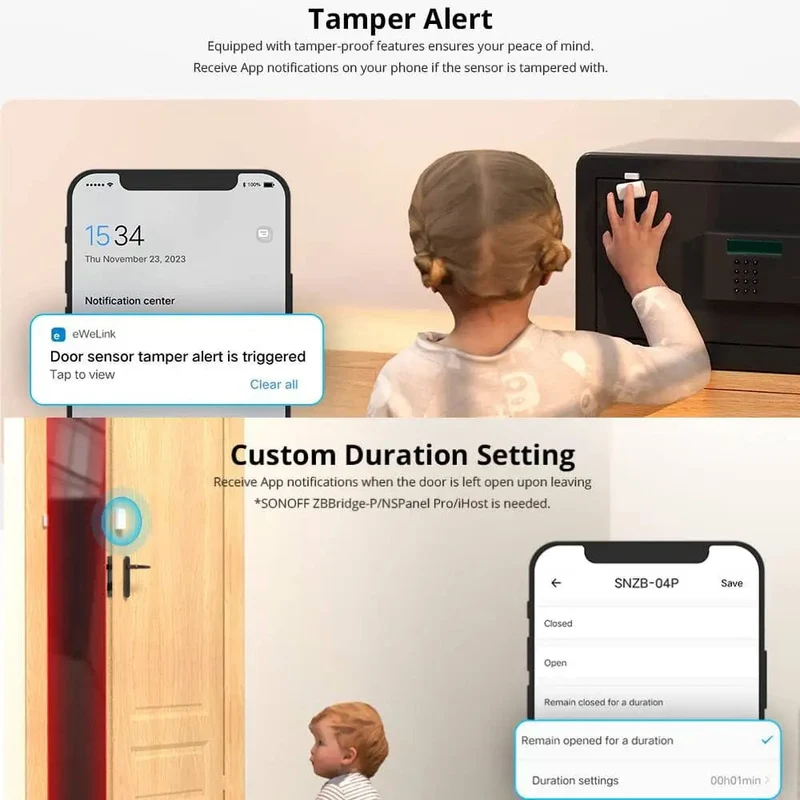 Sonoff Zigbee SNZB-04p Fenster-/Türsensor Esp32 Smart Home-Automatisierungskits für Ewelink ZBBridge Alexa Zigbee2mqtt Home Assistant