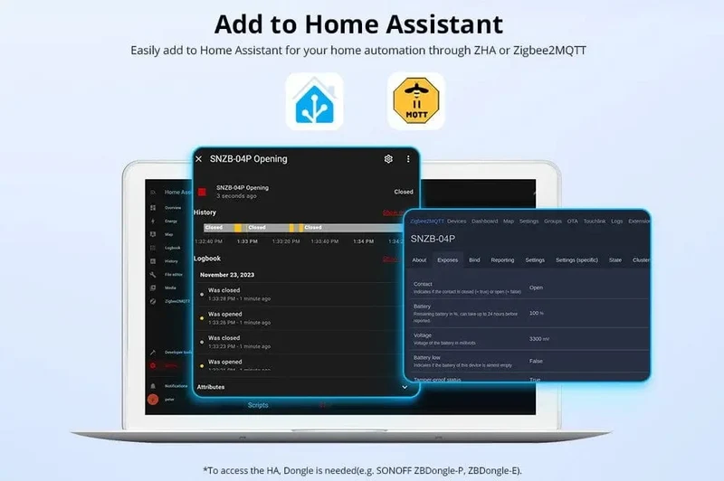 Sonoff Zigbee SNZB-04p Fenster-/Türsensor Esp32 Smart Home-Automatisierungskits für Ewelink ZBBridge Alexa Zigbee2mqtt Home Assistant
