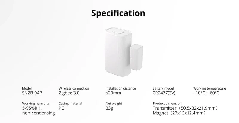 Sonoff Zigbee SNZB-04p Fenster-/Türsensor Esp32 Smart Home-Automatisierungskits für Ewelink ZBBridge Alexa Zigbee2mqtt Home Assistant