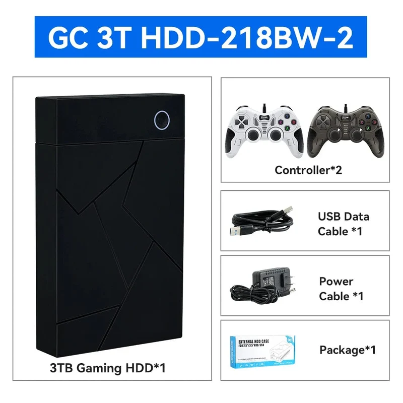 Tragbare Gaming-Festplatte mit 3 TB, LaunchBox/Retrobat/Playnite Retro-Spielekonsole mit über 17300 AAA-/3D-/Retro-Spielen für PS4/PS3/PS2/Switch/Wii