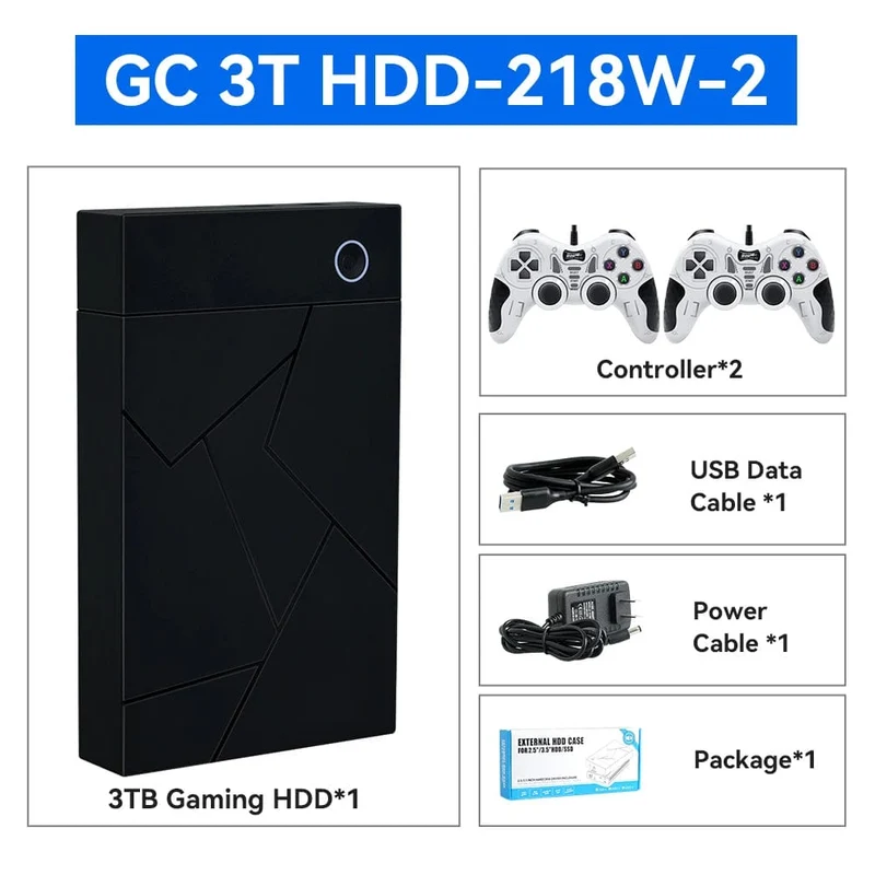 Tragbare Gaming-Festplatte mit 3 TB, LaunchBox/Retrobat/Playnite Retro-Spielekonsole mit über 17300 AAA-/3D-/Retro-Spielen für PS4/PS3/PS2/Switch/Wii