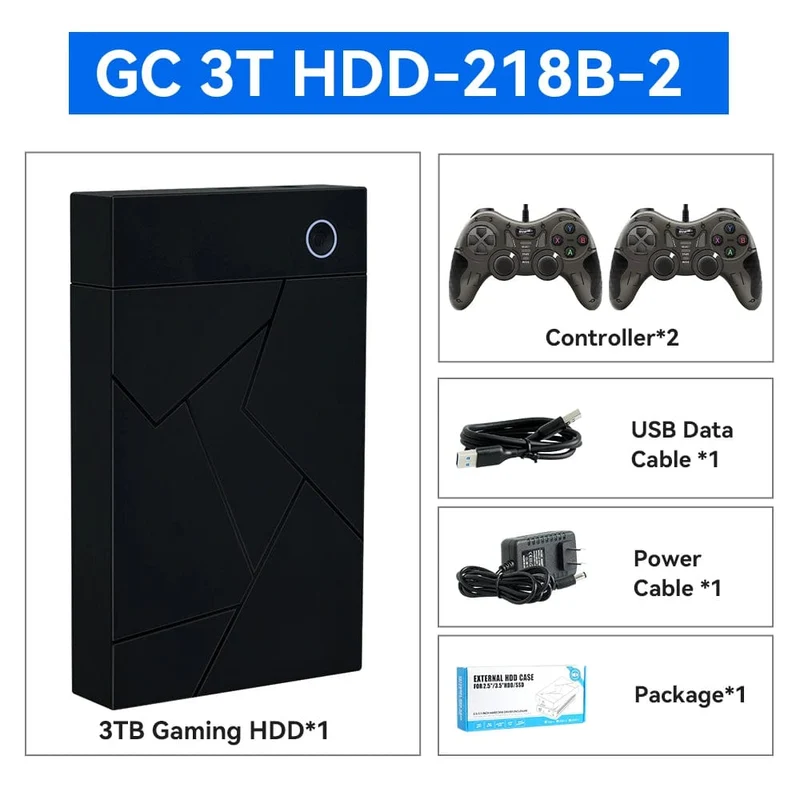 Tragbare Gaming-Festplatte mit 3 TB, LaunchBox/Retrobat/Playnite Retro-Spielekonsole mit über 17300 AAA-/3D-/Retro-Spielen für PS4/PS3/PS2/Switch/Wii