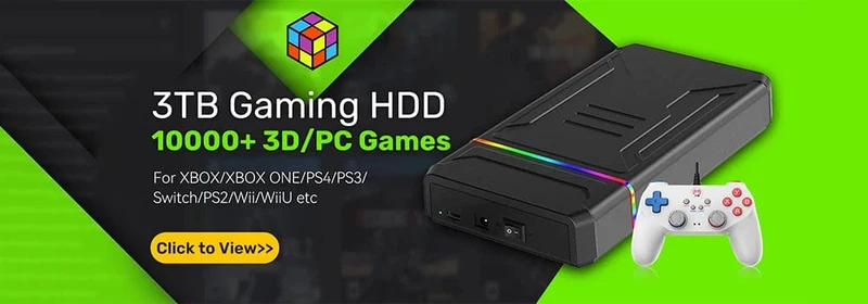 Tragbare Gaming-Festplatte mit 3 TB, LaunchBox/Retrobat/Playnite Retro-Spielekonsole mit über 17300 AAA-/3D-/Retro-Spielen für PS4/PS3/PS2/Switch/Wii