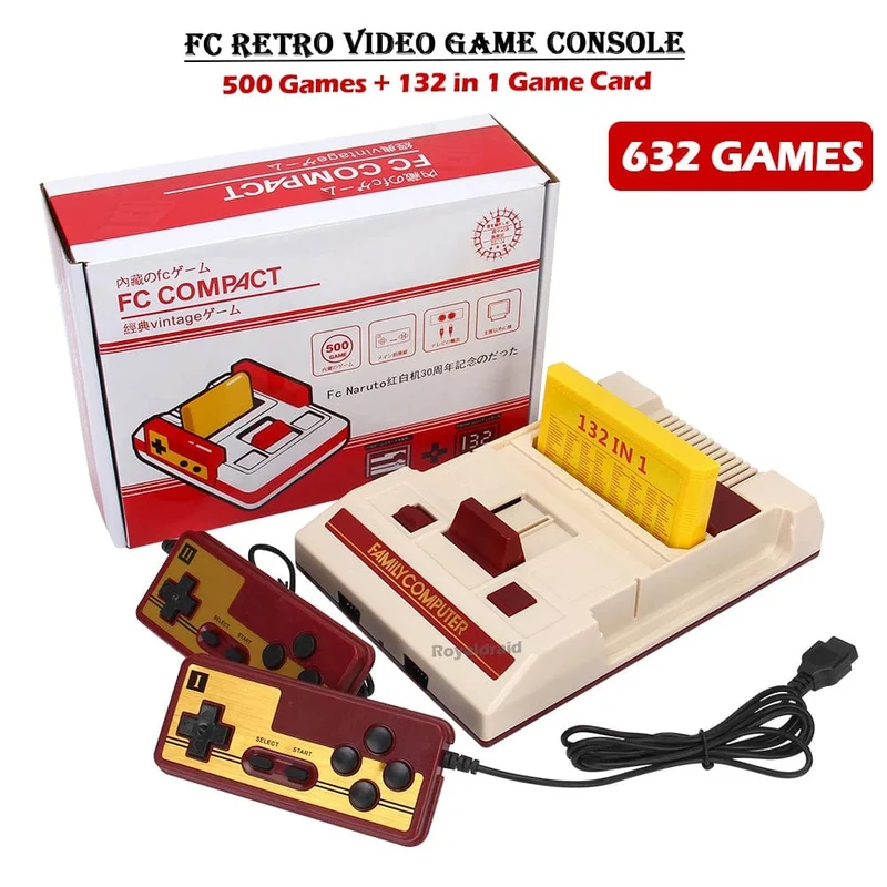 8-Bit-Videospielkonsole mit 500 integrierten klassischen Spielen, Familiencomputer-TV-Spielekonsole, unterstützt Spielkassette für FC Retro Gaming