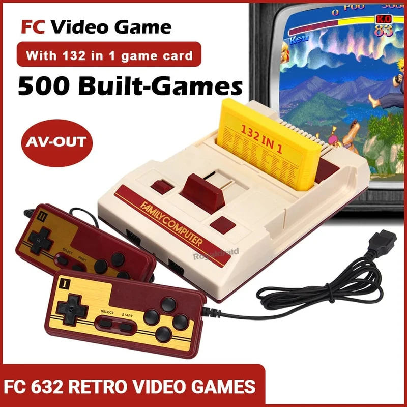 8-Bit-Videospielkonsole mit 500 integrierten klassischen Spielen, Familiencomputer-TV-Spielekonsole, unterstützt Spielkassette für FC Retro Gaming