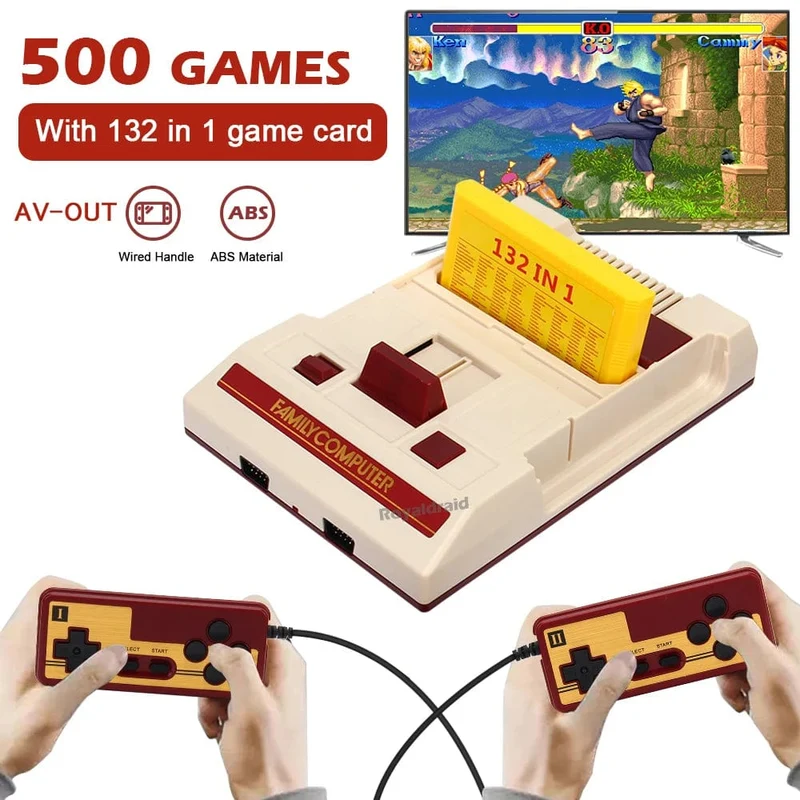 8-Bit-Videospielkonsole mit 500 integrierten klassischen Spielen, Familiencomputer-TV-Spielekonsole, unterstützt Spielkassette für FC Retro Gaming