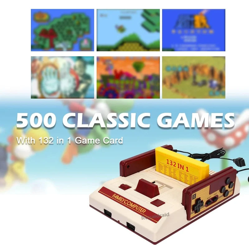 8-Bit-Videospielkonsole mit 500 integrierten klassischen Spielen, Familiencomputer-TV-Spielekonsole, unterstützt Spielkassette für FC Retro Gaming