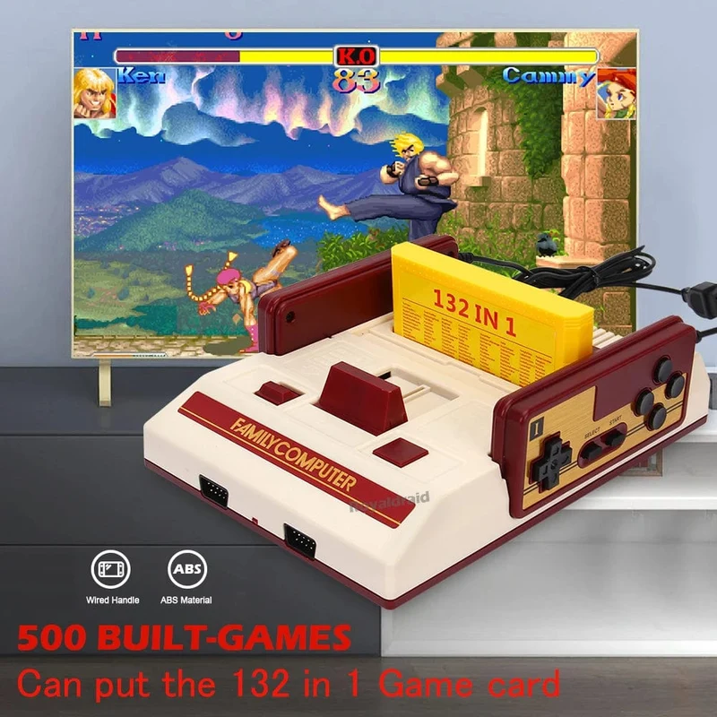 8-Bit-Videospielkonsole mit 500 integrierten klassischen Spielen, Familiencomputer-TV-Spielekonsole, unterstützt Spielkassette für FC Retro Gaming