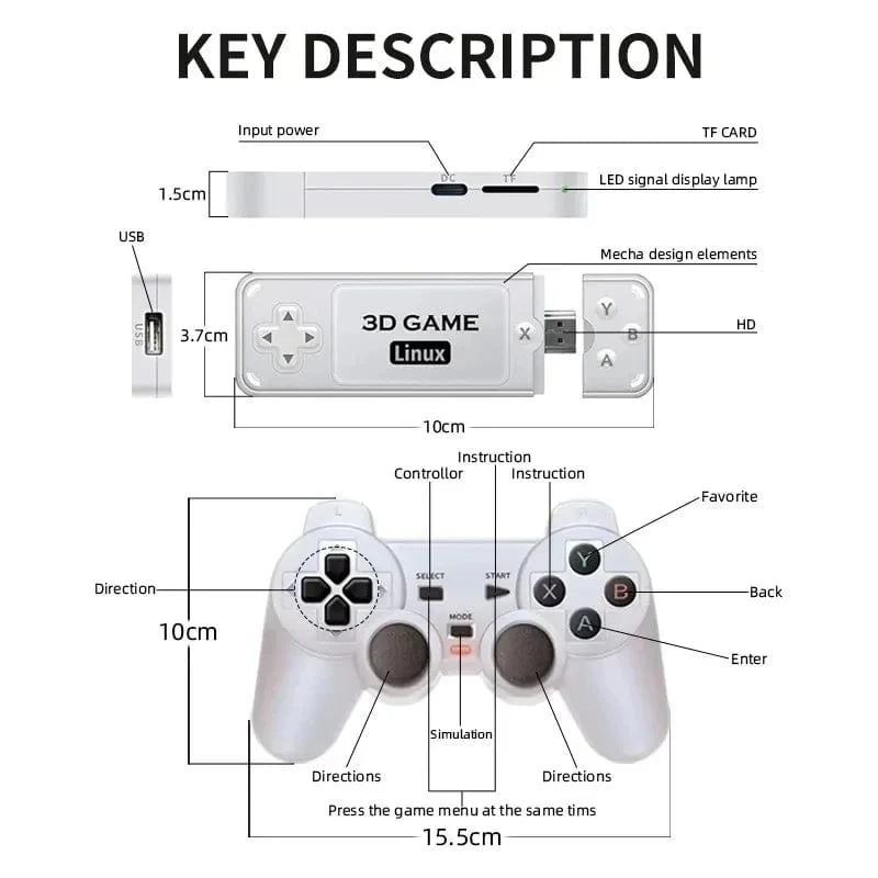 BOYHOM Y6 2.4G Wireless Game TV Stick Retro Familie Tragbare Videospielkonsole 4K HD Unterstützt Multiplayer-Spiele für PS-Geschenke