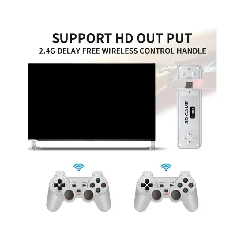 BOYHOM Y6 2.4G Wireless Game TV Stick Retro Familie Tragbare Videospielkonsole 4K HD Unterstützt Multiplayer-Spiele für PS-Geschenke