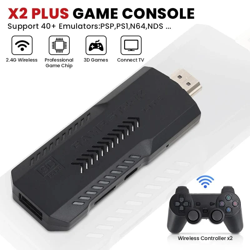 256G 58,000 Spiele GD10 Plus Game Stick 4K HD Videospielkonsole 2.4G Doppel-Wireless-Controller Game Stick für N64/PSP/PS1/GBA