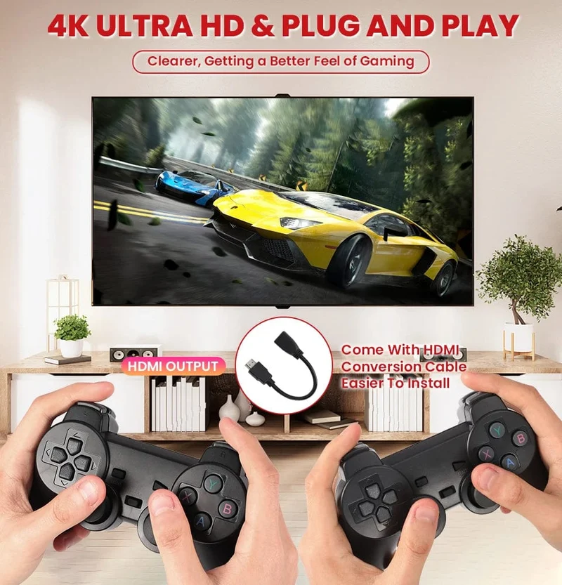 256G 58,000 Spiele GD10 Plus Game Stick 4K HD Videospielkonsole 2.4G Doppel-Wireless-Controller Game Stick für N64/PSP/PS1/GBA