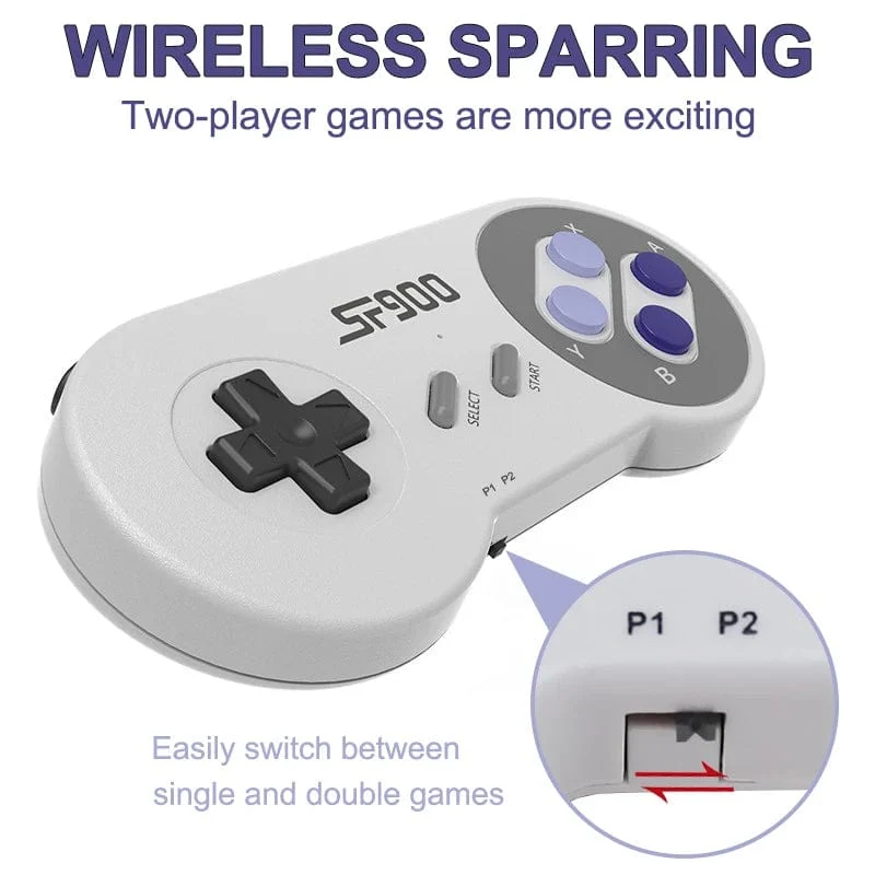 SF900 Videospielkonsole SNES NES Eingebaute 5000 Spiele HDMI Video TV Game Stick 2.4G Wireless Controller Handheld-Spielkonsole