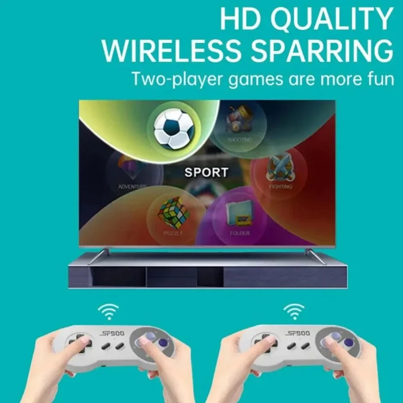 SF900 Videospielkonsole SNES NES Eingebaute 5000 Spiele HDMI Video TV Game Stick 2.4G Wireless Controller Handheld-Spielkonsole