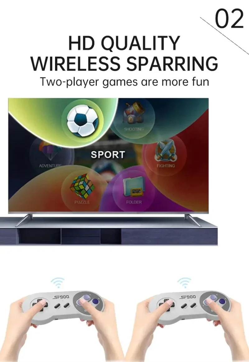 SF900 Videospielkonsole SNES NES Eingebaute 5000 Spiele HDMI Video TV Game Stick 2.4G Wireless Controller Handheld-Spielkonsole